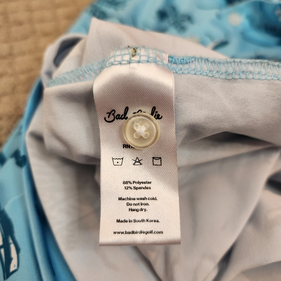 Bad Birdie Blue The Castaway Print Short Sleeve Polo Shirt - Picture 6 of 6